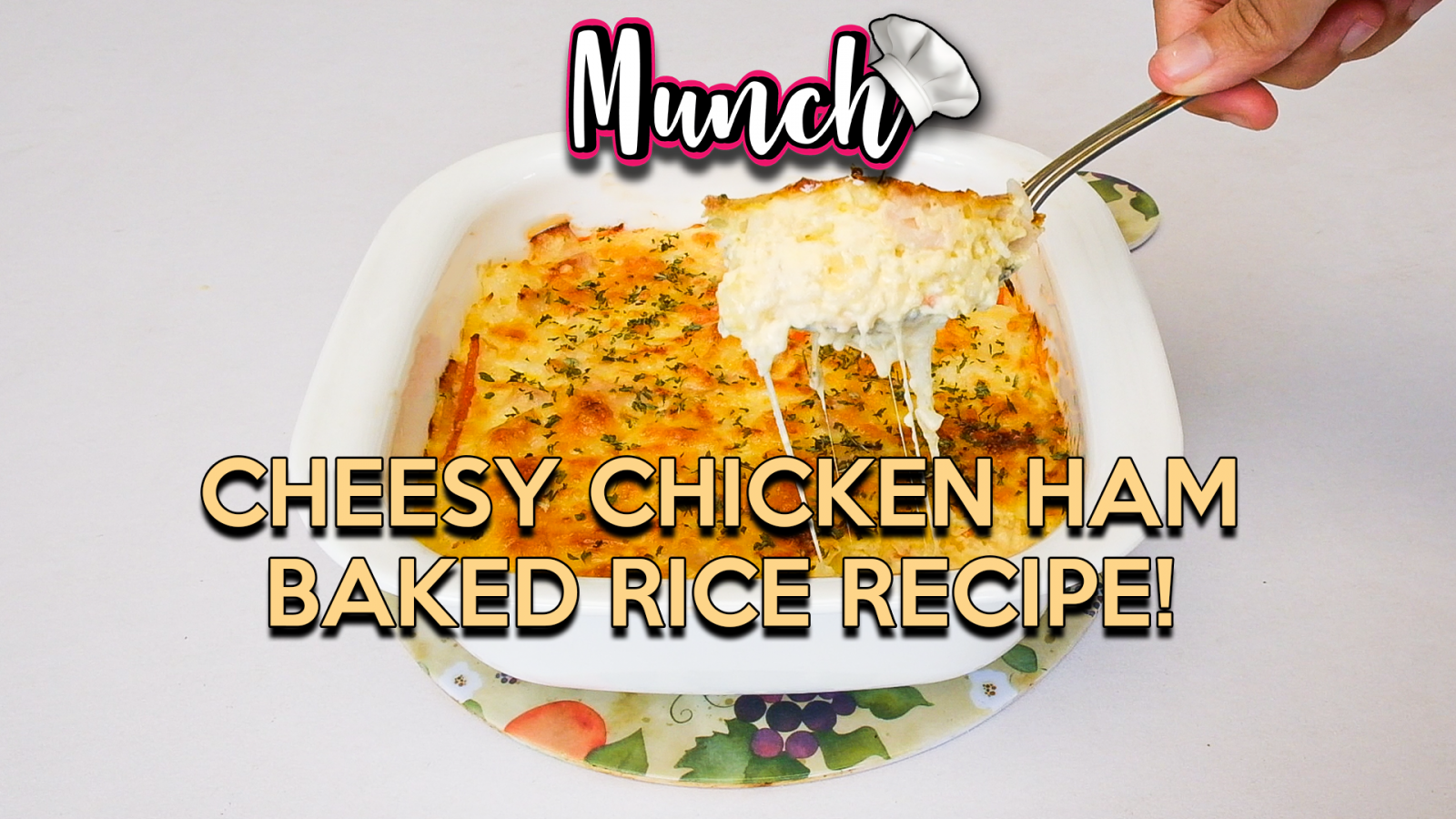 Cheesy Chicken Ham Baked Rice Recipe! - Munch